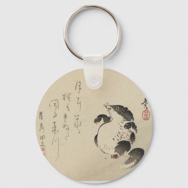 Racoon-dog (Tanuki) by Shibata Zeshin Key Ring (Front)