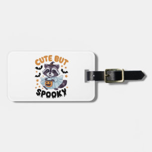 Racoon dressed in a ghost costume luggage tag