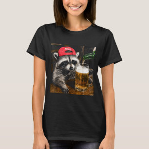 Racoon Drinking Beer Funny Meme Men Women T-Shirt