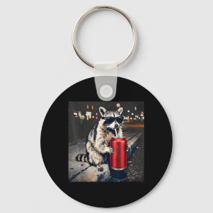 Racoon Drinking Iced Coffee Funny Animal Meme Men Key Ring