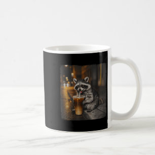 Racoon drinking iced coffee funny animal meme men mug