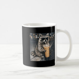 Racoon drinking iced coffee funny animal meme men mug