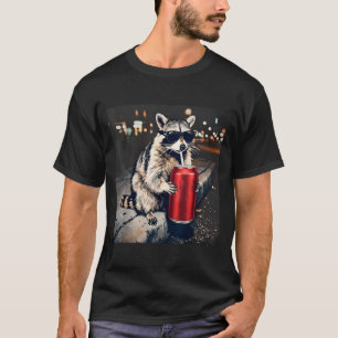 Racoon Drinking Iced Coffee Funny Animal Meme Men T-Shirt