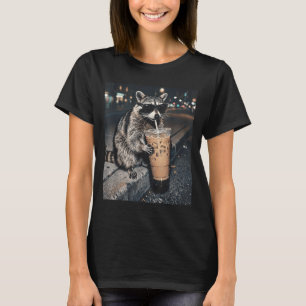 Racoon Drinking Iced Coffee Funny Animal Meme Men T-Shirt
