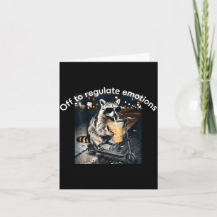 Racoon drinking iced coffee funny off to regulate card
