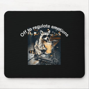 Racoon drinking iced coffee funny off to regulate mouse pad