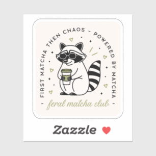 Racoon drinking matcha club funny kawaii animal
