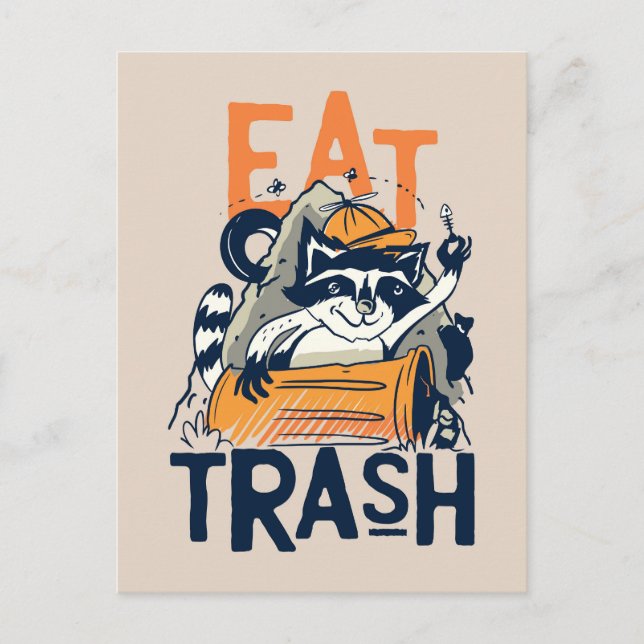 Racoon Eat Trash Postcard (Front)