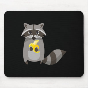 Racoon Eating Banana Fruit Looking Cute  Mouse Pad