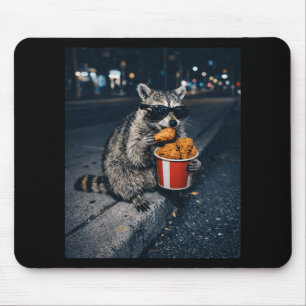 Racoon Eating Fried Chicken Meme Silly Trash Pand Mouse Pad