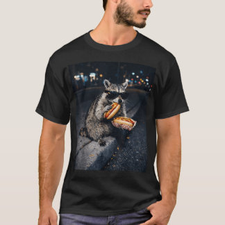 Racoon Eating Hot Dogs Meme Hungry Panda Snack T-Shirt