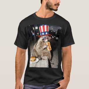 Racoon Eating Hotdog Funny 4Th Of July T-Shirt