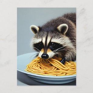 Racoon Eating Spaghetti Postcard