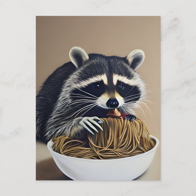 Racoon Eating Spaghetti Postcard (Front)