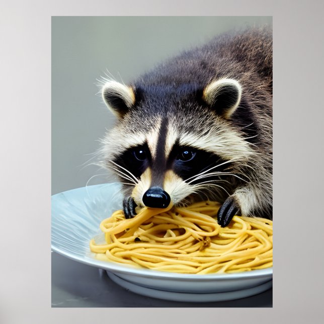 Racoon Eating Spaghetti Poster (Front)