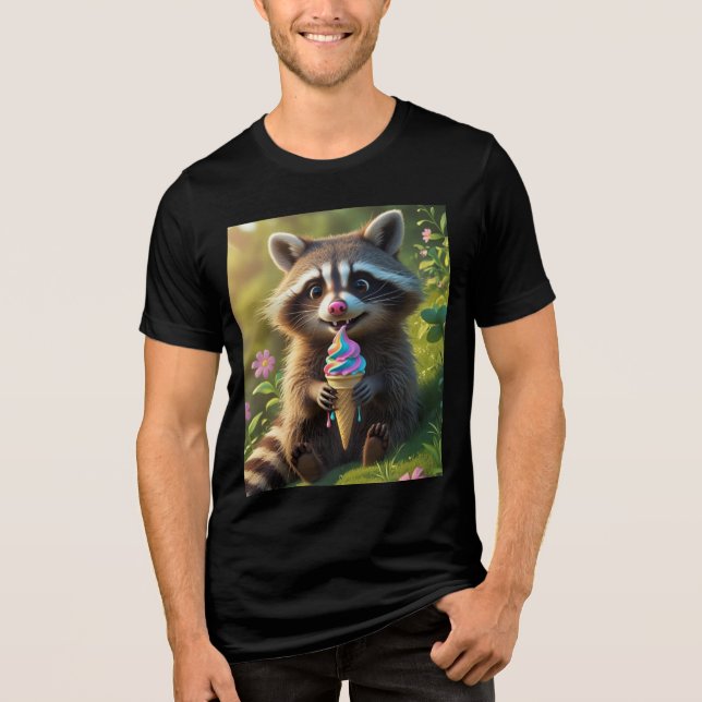 "Racoon eats ice cream" Tri-Blend Shirt (Front)