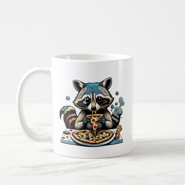 Racoon eats Pizza Coffee Mug (Left)