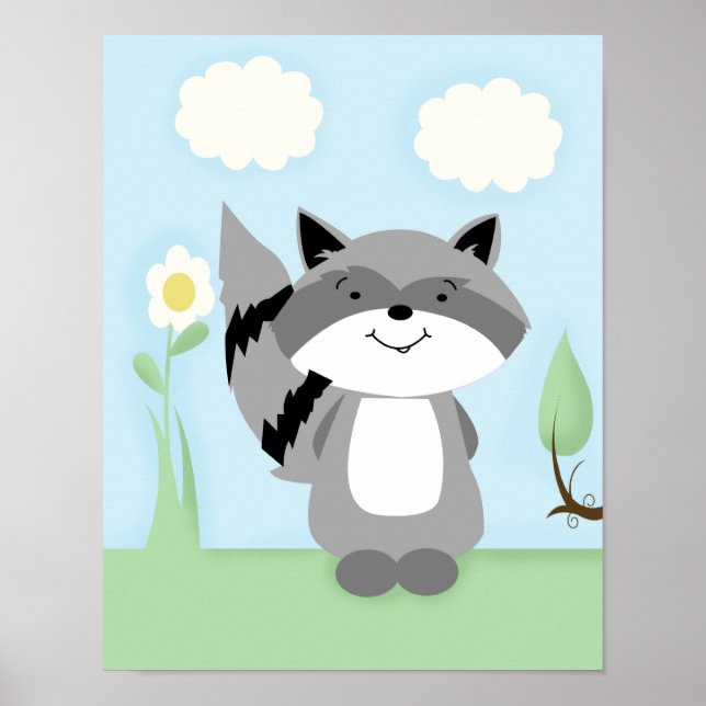 Racoon Enchanted Forest Nursery Art Print (Front)