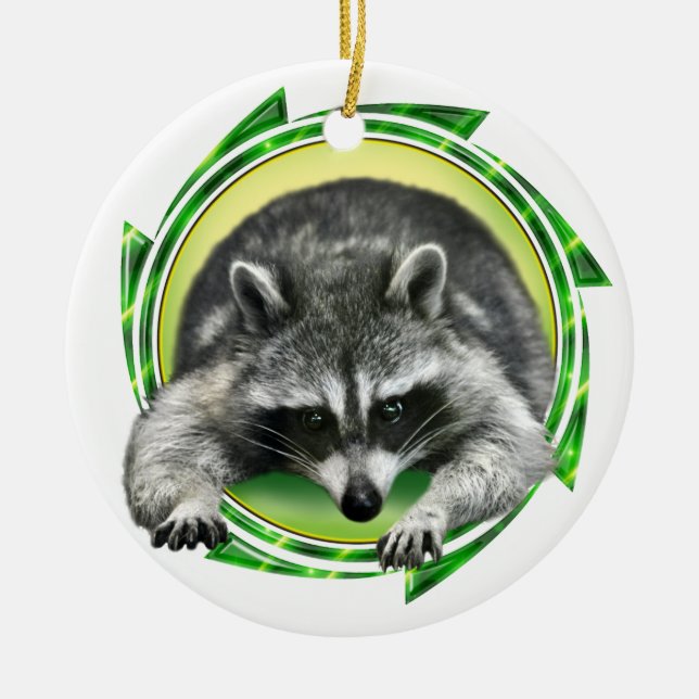 Racoon Face Ceramic Ornament (Front)