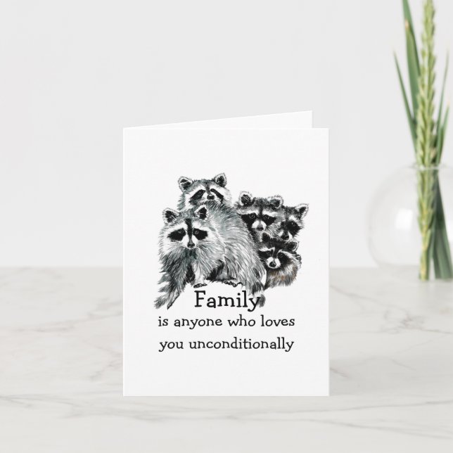 Racoon Family Friends Love Quote Animal  Art Note Card (Front)