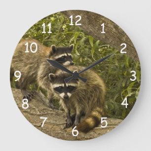 Racoon Family Large Clock