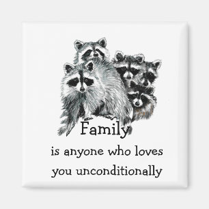 Racoon Family Love Quote Animal  Art Magnet