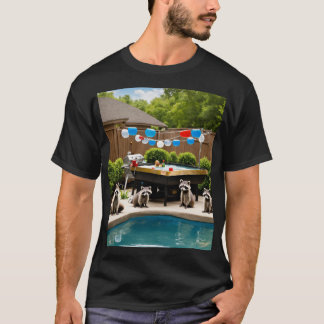 Racoon Family's Backyard Labour Day Bash" T-Shirt