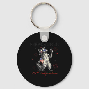 Racoon feral but america 250th anniversary flag key ring