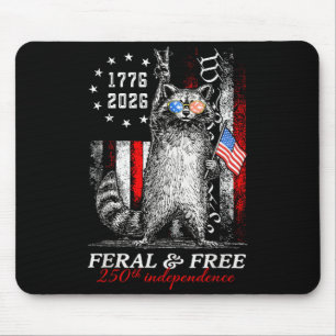 Racoon Feral But America 250th Anniversary Flag Mouse Pad
