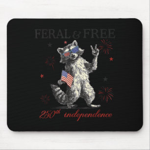 Racoon feral but america 250th anniversary flag mouse pad