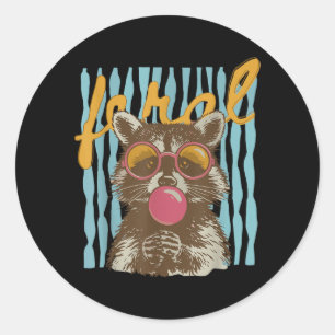 Racoon Feral Girl Summer Vibes Chill Racoon Classic Round Sticker