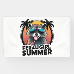 Racoon Feral Girl Summer Vintage Opossum Lover Banner