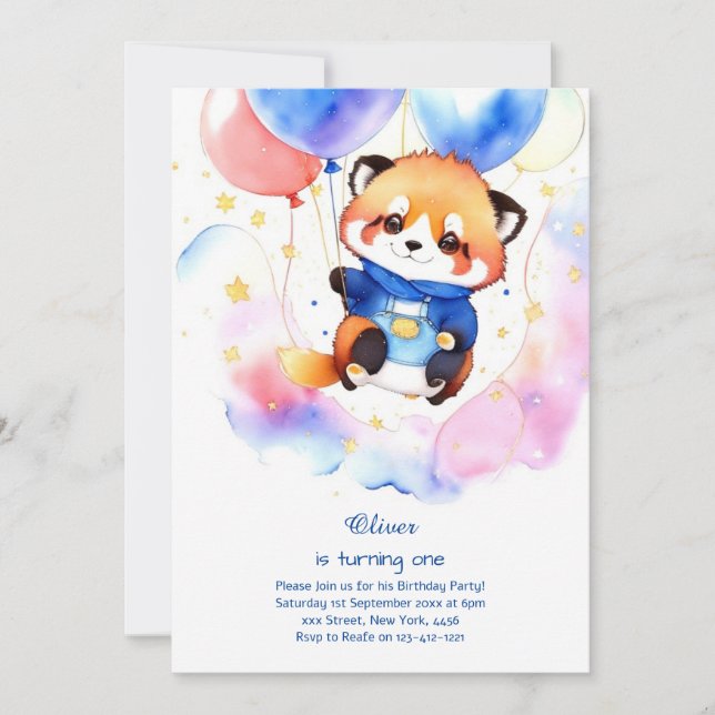 Racoon First Birthday Invitation (Front)