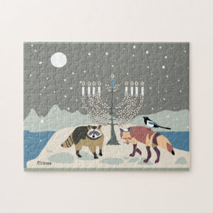 Racoon.Fox.Magpie at Mt. Desert Hanukkah Jigsaw Puzzle