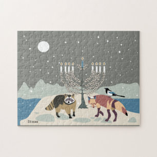 Racoon.Fox.Magpie  Hanukkah 11x14 Puzzle