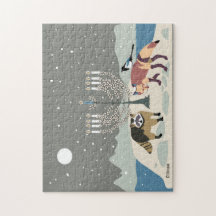 Racoon.Fox.Magpie Hanukkah 11x14 Puzzle