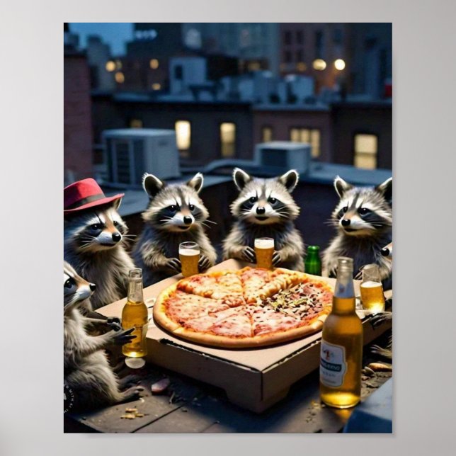 Racoon friday pizza night poster (Front)
