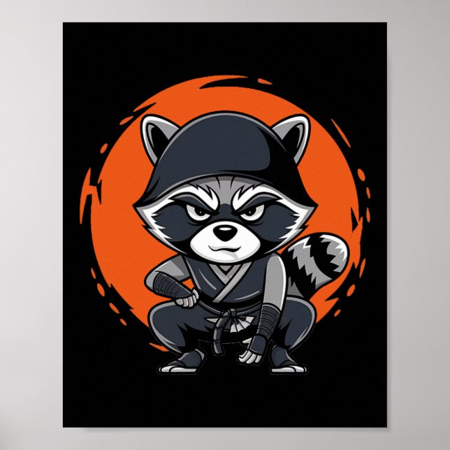 Racoon Funny Karate Design Costume Animals  Poster (Front)