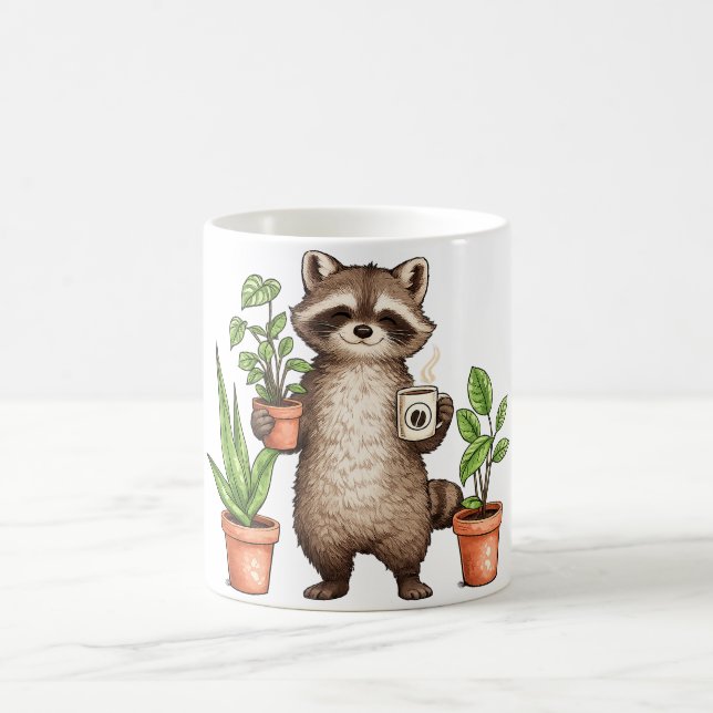 Racoon Gardening - Powered by Plants & Coffee Mug (Center)