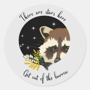 Racoon. Get out of your hole! Classic Round Sticker