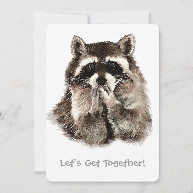 Racoon giving Kisses Farewell Custom Party Invite (Front)