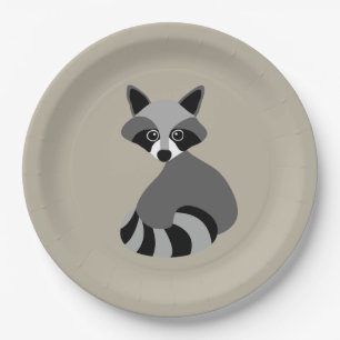 Racoon Graphic Cartoon Illustration Paper Plate