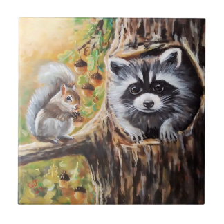Racoon & Grey Squirrel Decorative Tiles