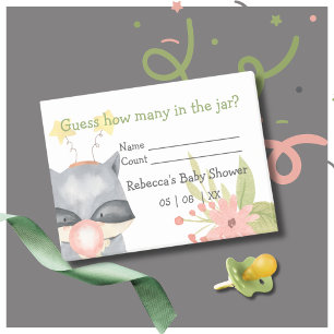 Racoon Guess How Many In the Jar Baby Shower Game Post-it Notes