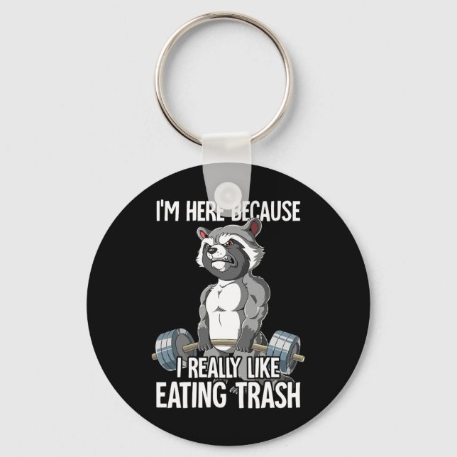 Racoon Gym Weight Training Bodybuilder  Key Ring (Front)