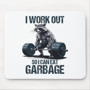 Racoon Gym Weight Training I Work Out So I Can Ea Mouse Pad