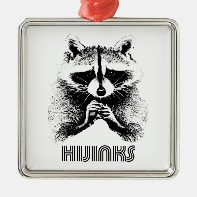 Racoon Hijinks Metal Ornament (Front)