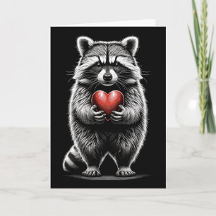 Racoon Holding Heart Valentine's Day Cute Valenti Card