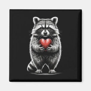Racoon Holding Heart Valentine's Day Cute Valenti Magnet