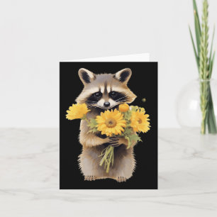 Racoon Holding Sunflower Cute Flower Mothers Day  Card